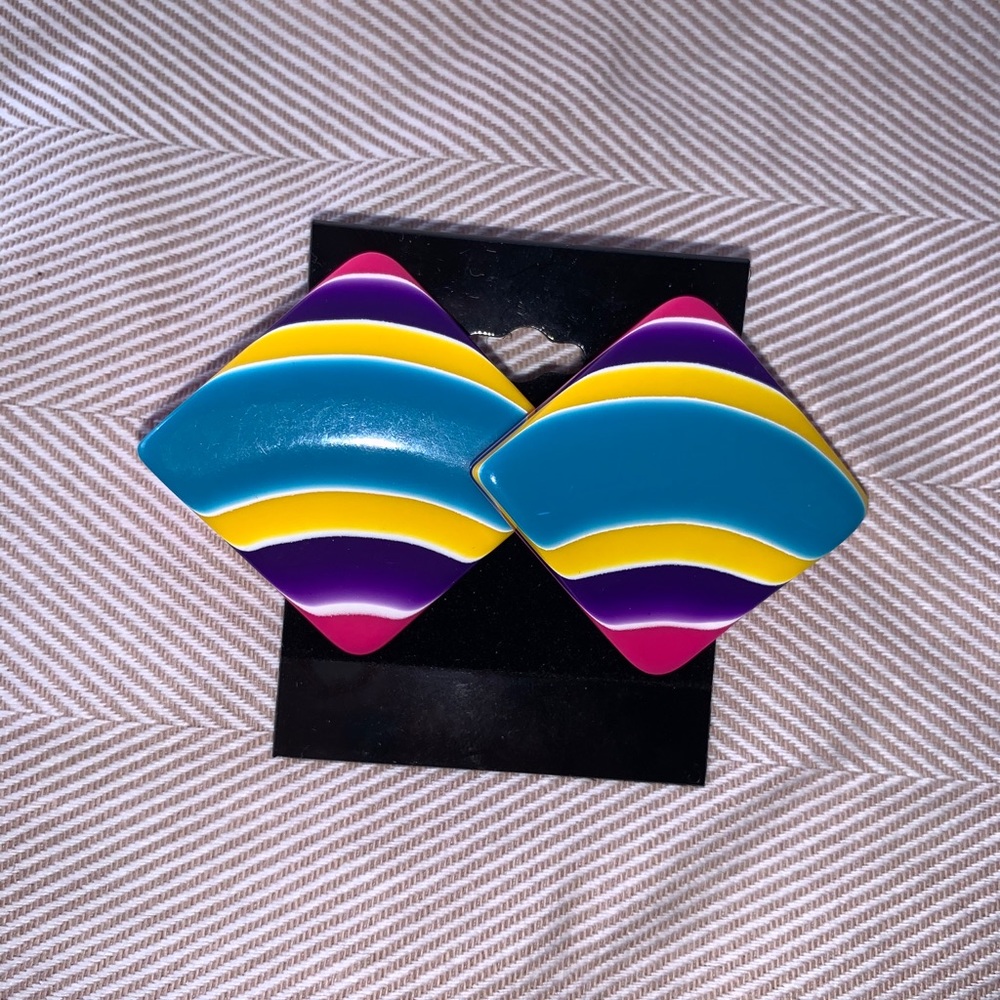 Diamond Shape Earrings Abstract Vibrant Colours